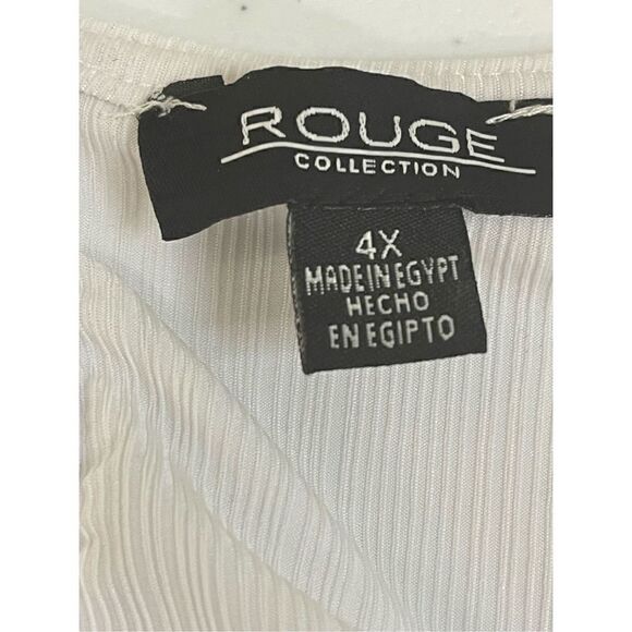 Rouge women’s 4X white ribbed cinched sides blouse - Picture 6 of 6